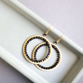 Black Spinel Halo Hoop Earrings | 14k Gold Plated Artisan