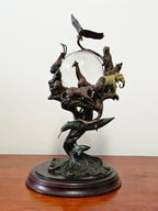 Vintage Franklin Mint "Guardians of the World" Bronze Sculpture & Crystal Ball by Steven D. Lord