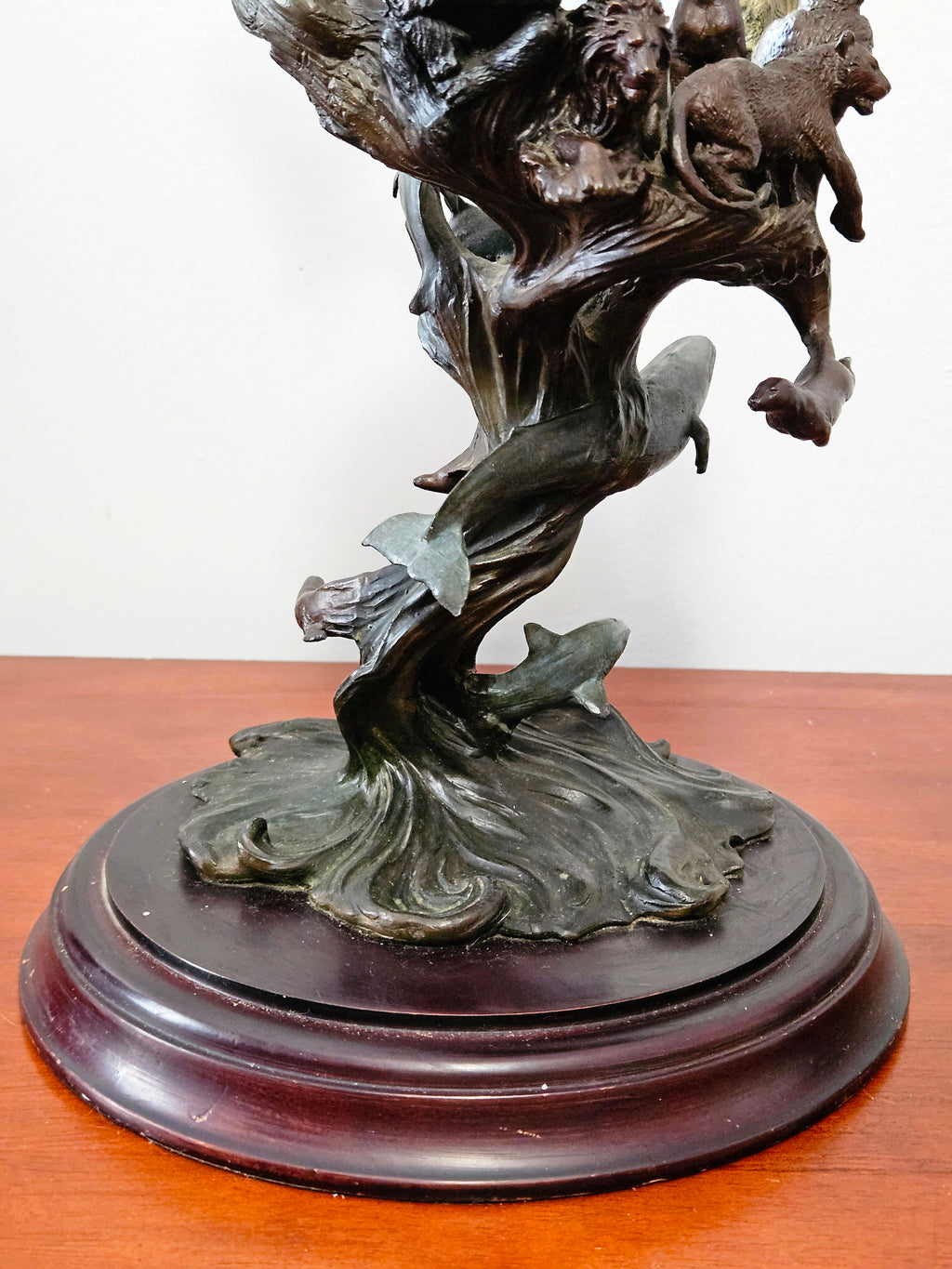 Vintage Franklin Mint "Guardians of the World" Bronze Sculpture & Crystal Ball by Steven D. Lord