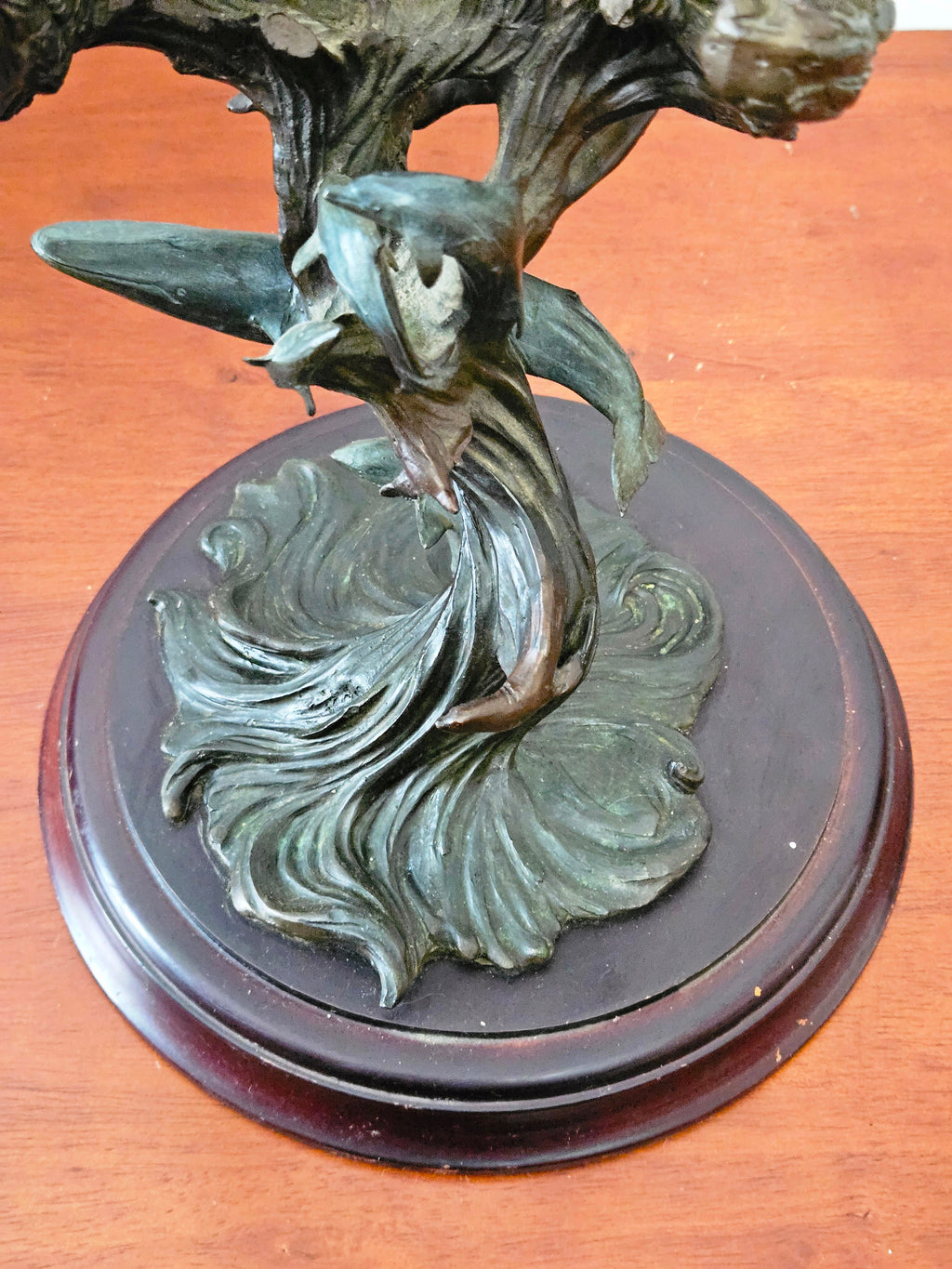 Vintage Franklin Mint "Guardians of the World" Bronze Sculpture & Crystal Ball by Steven D. Lord