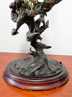 Vintage Franklin Mint "Guardians of the World" Bronze Sculpture & Crystal Ball by Steven D. Lord