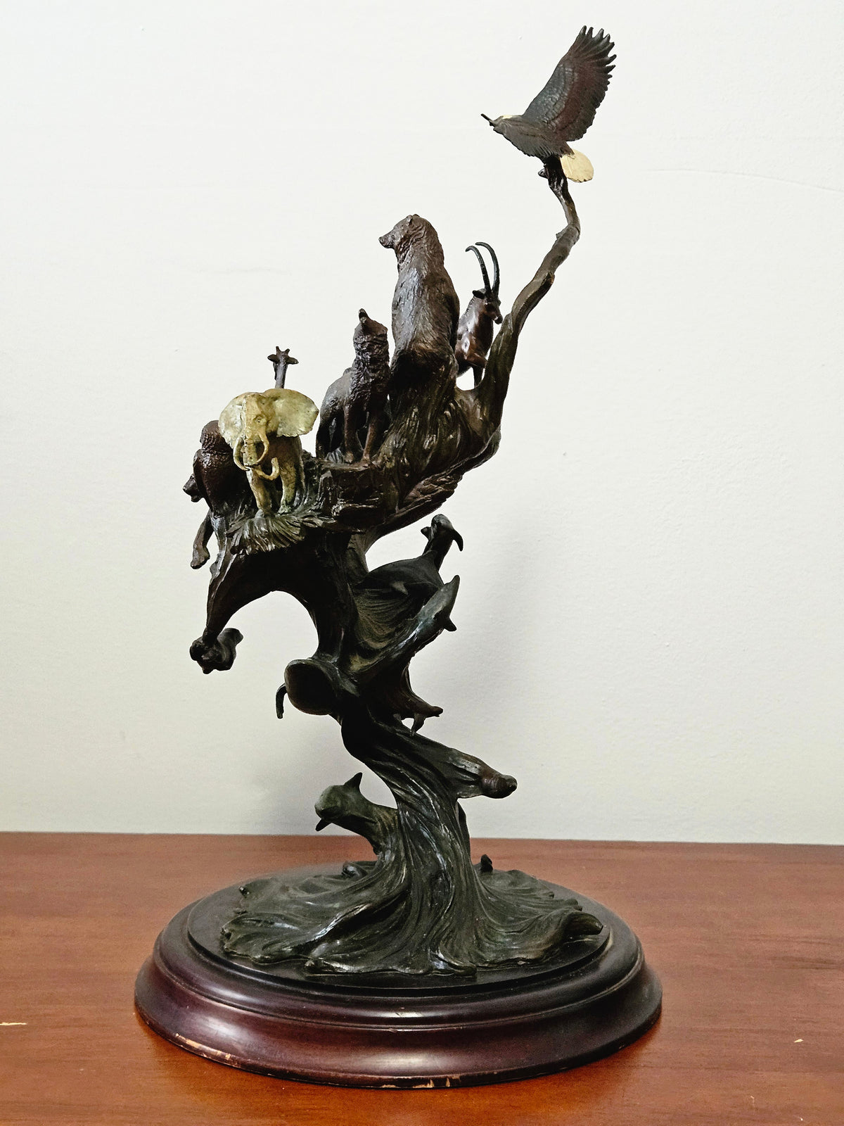 Vintage Franklin Mint "Guardians of the World" Bronze Sculpture & Crystal Ball by Steven D. Lord